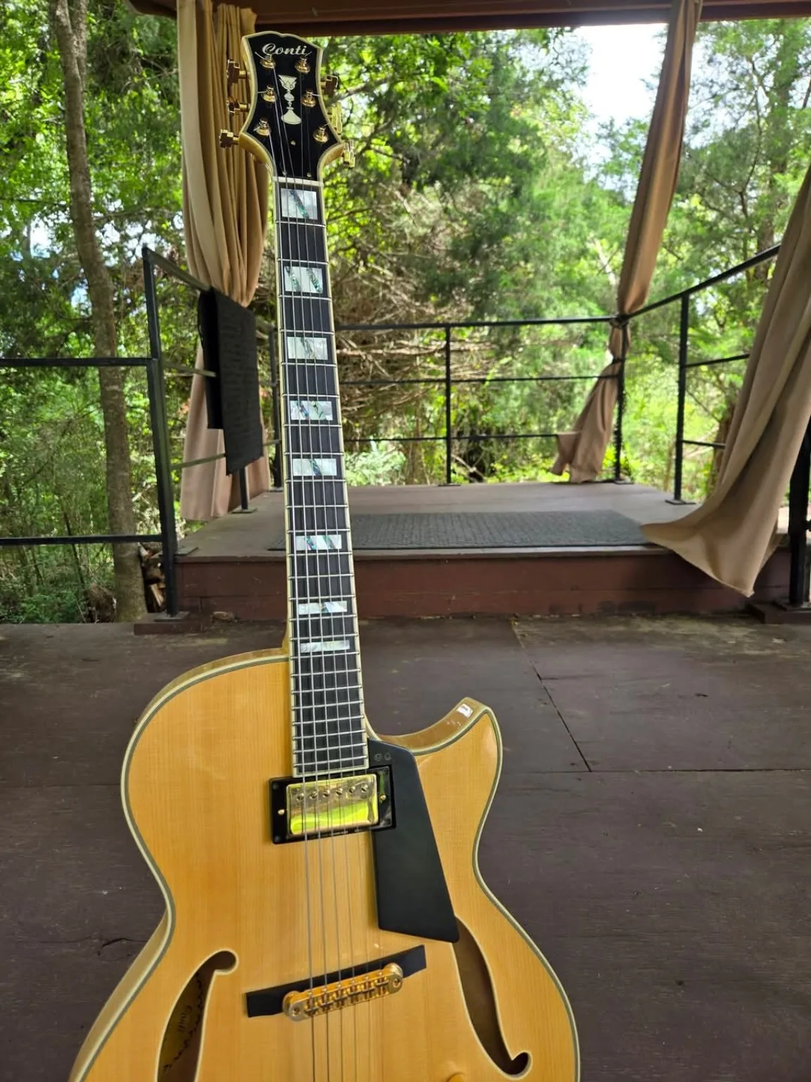 Dan Ennis's blonde Conti archtop jazz guitar